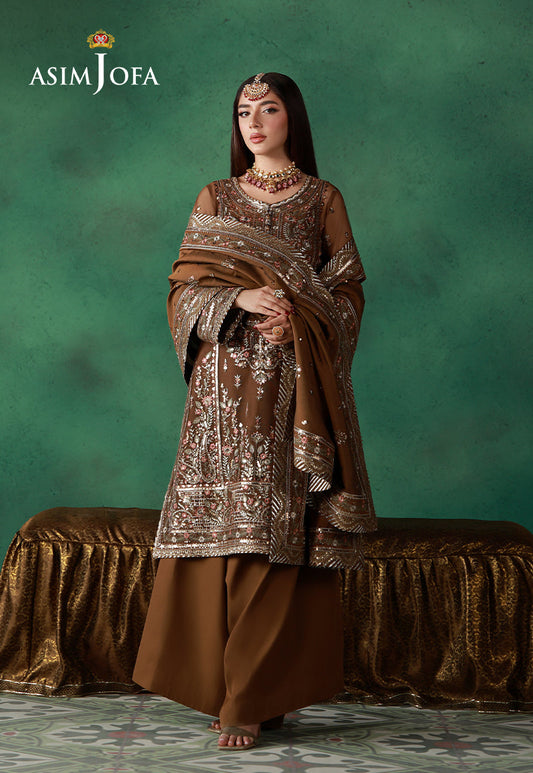 AJULN-10 Embroidered Net Unstitched 3 Pcs