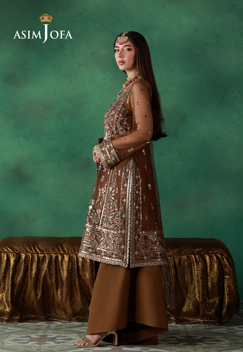 AJULN-10 Embroidered Net Unstitched 3 Pcs