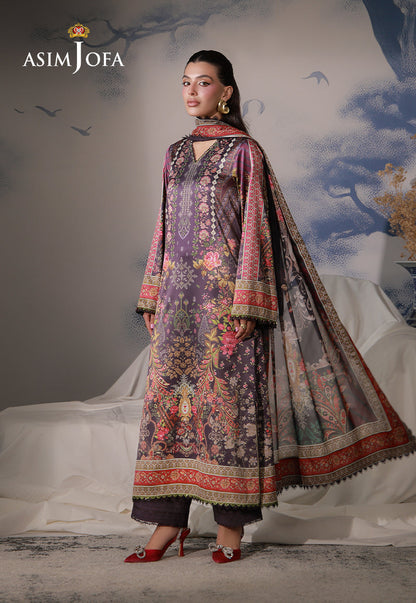 AJCS-09 Printed Charmeuse Silk Unstitched 3 Pcs