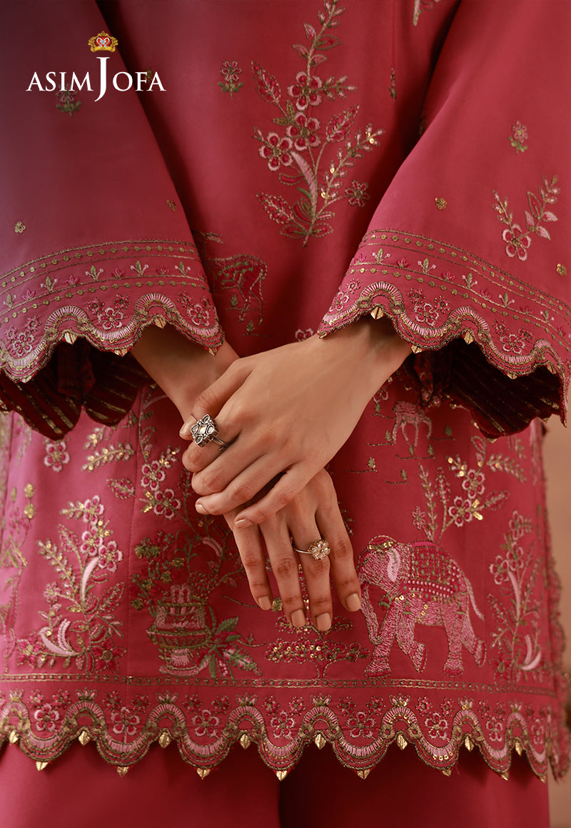 AJULFH-09 Embroidered Twisted Silk Unstitched 2 Pcs