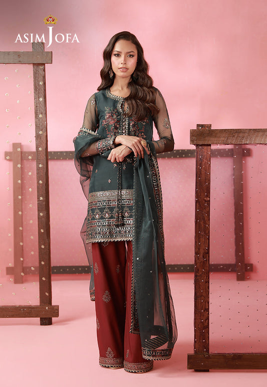 AJUFC-26 Embroidered Organza Unstitched 3 Pcs