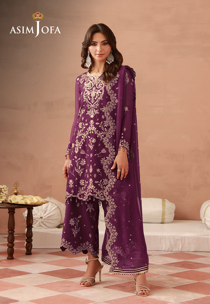 AJULFH-08 Embroidered Chiffon Unstitched 3 Pcs