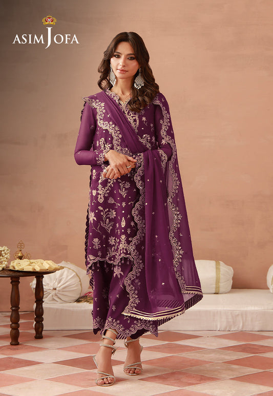 AJULFH-08 Embroidered Chiffon Unstitched 3 Pcs