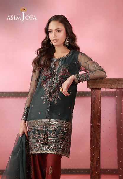 AJUFC-26 Embroidered Organza Unstitched 3 Pcs