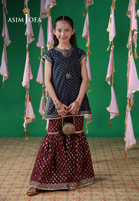 AJKL-03 Lurex Jacquard Stitched 2 Pcs