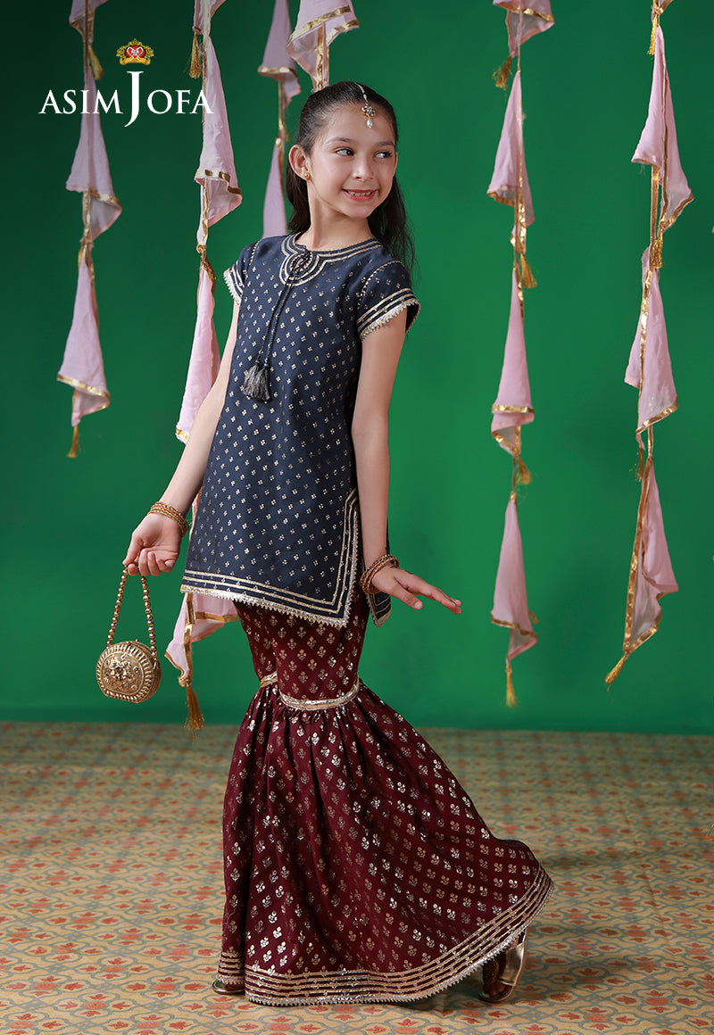 AJKL-03 Lurex Jacquard Stitched 2 Pcs