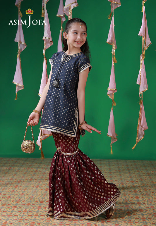 AJKL-03 Lurex Jacquard Stitched 2 Pcs