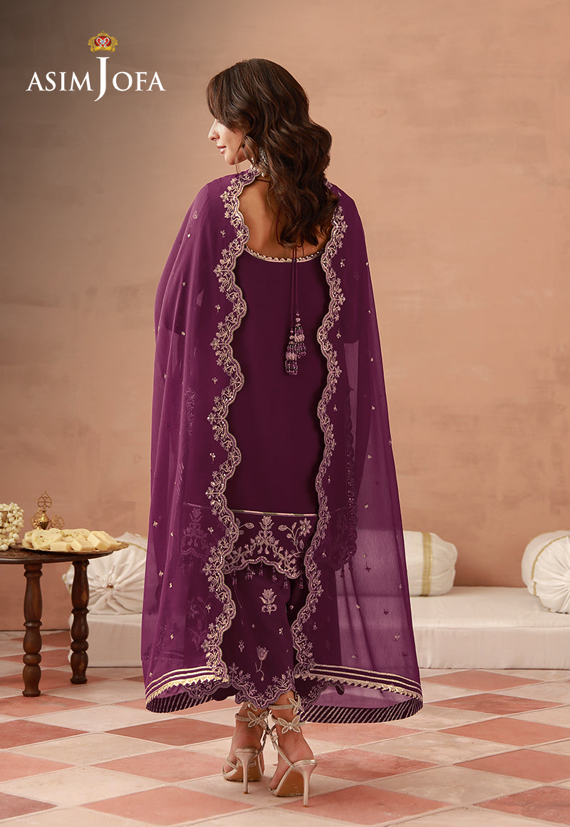 AJULFH-08 Embroidered Chiffon Unstitched 3 Pcs