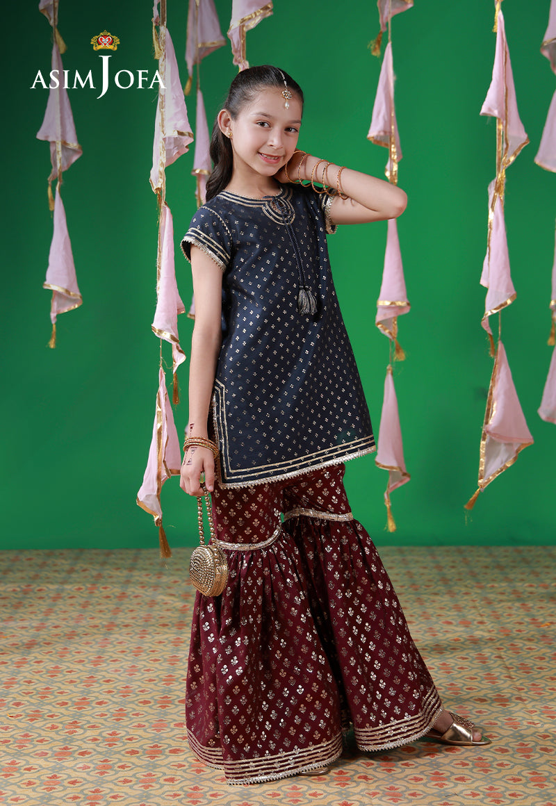 AJKL-03 Lurex Jacquard Stitched 2 Pcs