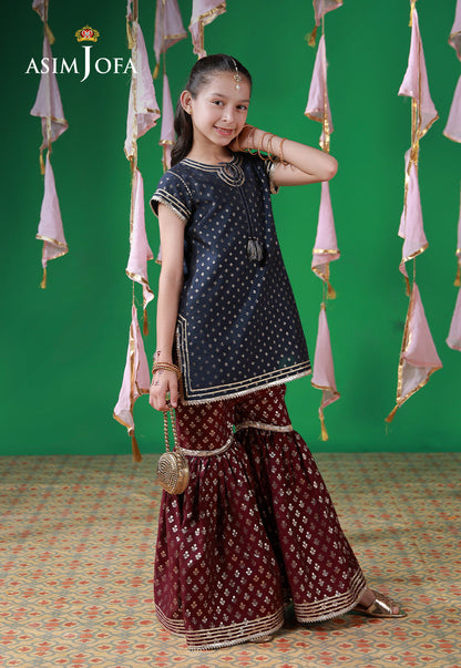 AJKL-03 Lurex Jacquard Stitched 2 Pcs