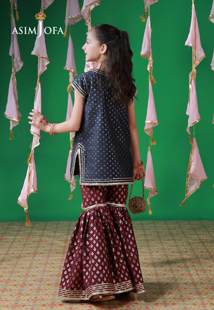 AJKL-03 Lurex Jacquard Stitched 2 Pcs