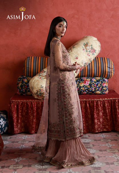 AJULN-12 Embroidered Zari Check Net Unstitched 3 Pcs