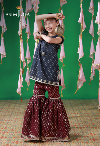 AJKL-03 Lurex Jacquard Stitched 2 Pcs