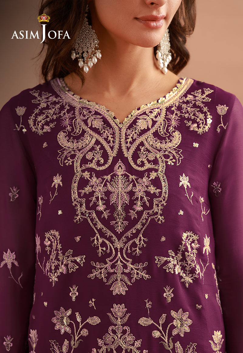 AJULFH-08 Embroidered Chiffon Unstitched 3 Pcs
