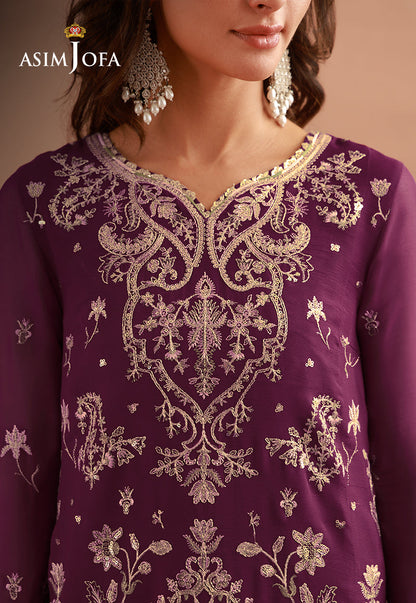 AJULFH-08 Embroidered Chiffon Unstitched 3 Pcs