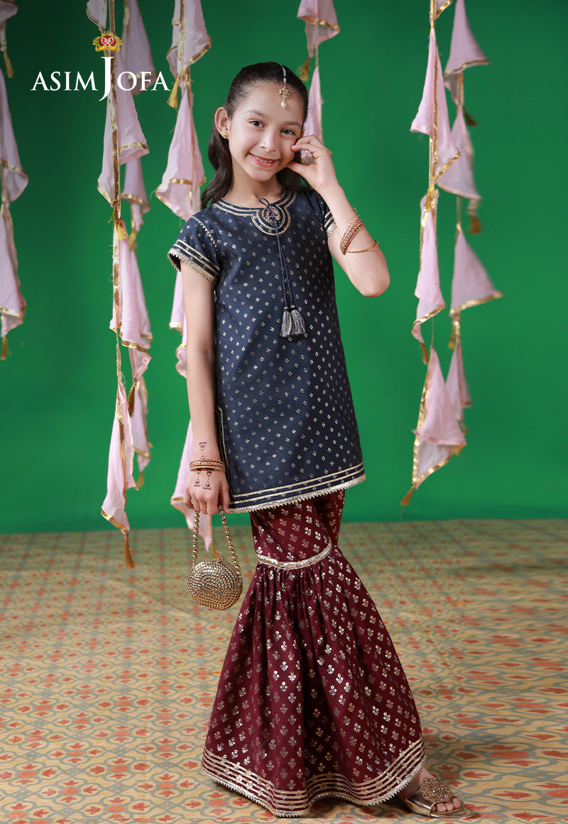 AJKL-03 Lurex Jacquard Stitched 2 Pcs