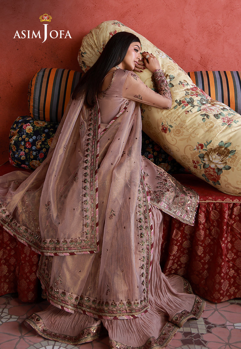 AJULN-12 Embroidered Zari Check Net Unstitched 3 Pcs