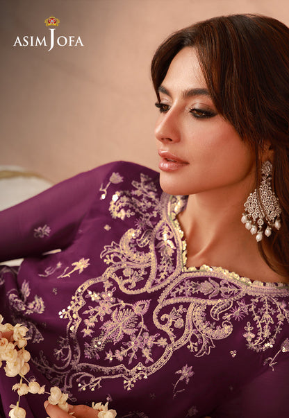 AJULFH-08 Embroidered Chiffon Unstitched 3 Pcs