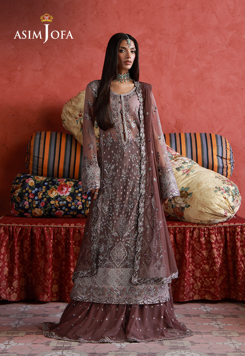 AJULN-14 Embroidered Net Unstitched 3 Pcs