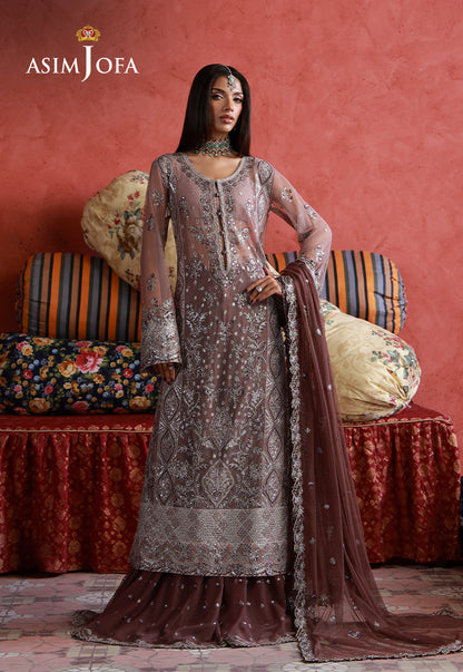 AJULN-14 Embroidered Net Unstitched 3 Pcs