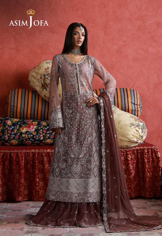 AJULN-14 Embroidered Net Unstitched 3 Pcs