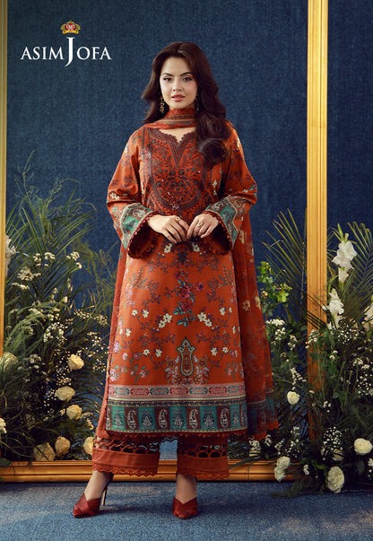 AJUBEP-04 Printed Embroidered Cambric Unstitched 3 Pcs