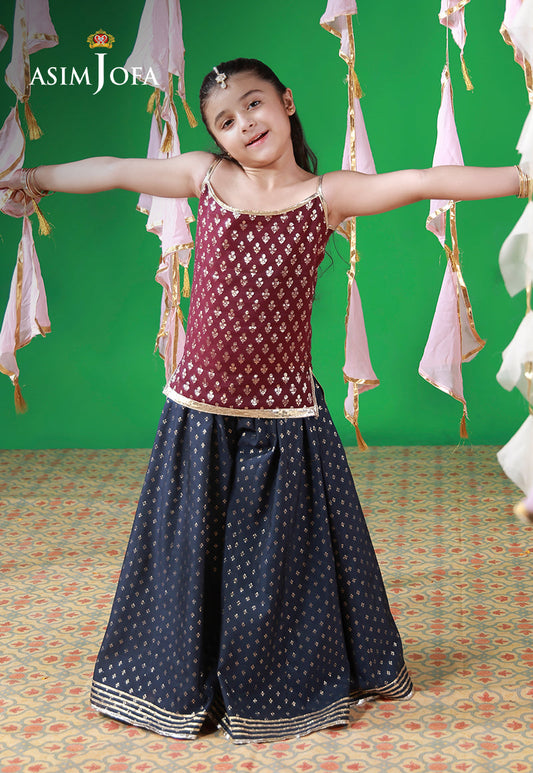 AJKL-02 Lurex Jacquard Stitched 2 Pcs