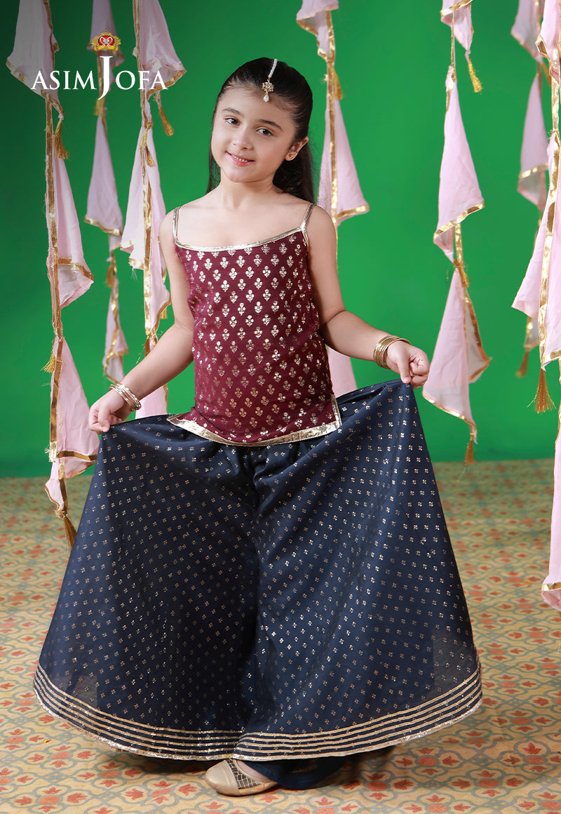 AJKL-02 Lurex Jacquard Stitched 2 Pcs
