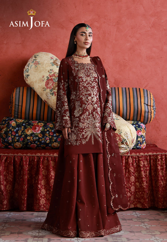 AJULN-11 Embroidered Two Toned Cotton Silk Unstitched 3 Pcs