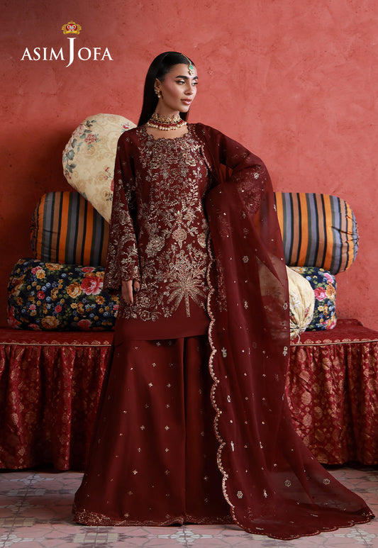 AJULN-11 Embroidered Two Toned Cotton Silk Unstitched 3 Pcs