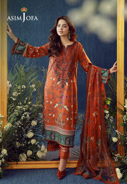AJUBEP-04 Printed Embroidered Cambric Unstitched 3 Pcs