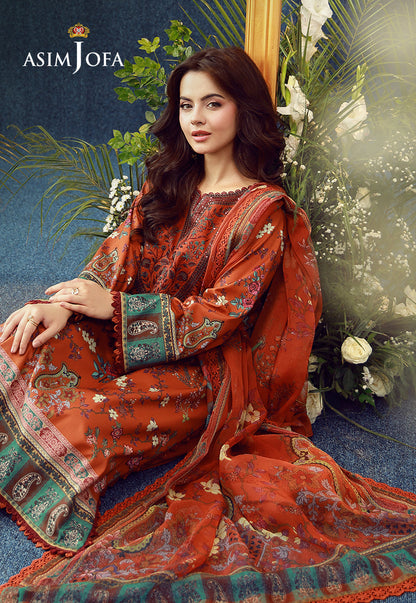 AJUBEP-04 Printed Embroidered Cambric Unstitched 3 Pcs