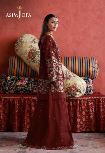 AJULN-11 Embroidered Two Toned Cotton Silk Unstitched 3 Pcs