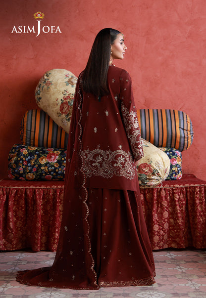 AJULN-11 Embroidered Two Toned Cotton Silk Unstitched 3 Pcs
