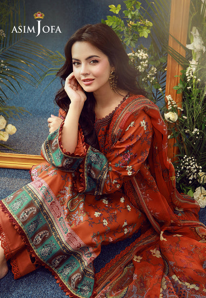 AJUBEP-04 Printed Embroidered Cambric Unstitched 3 Pcs