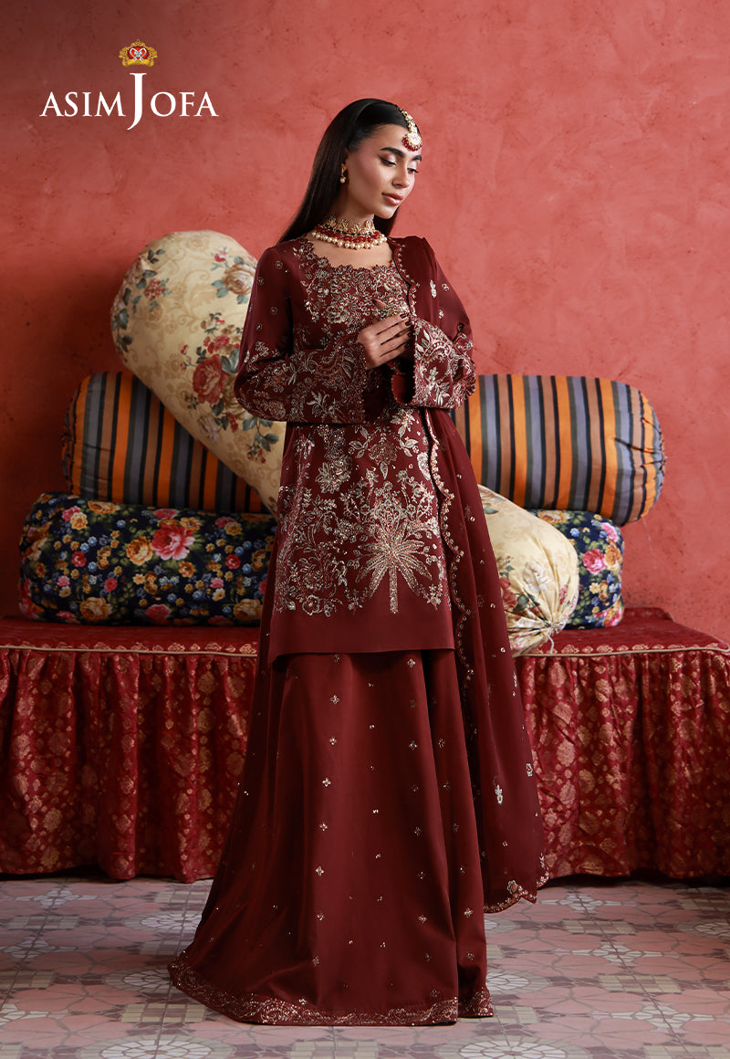 AJULN-11 Embroidered Two Toned Cotton Silk Unstitched 3 Pcs