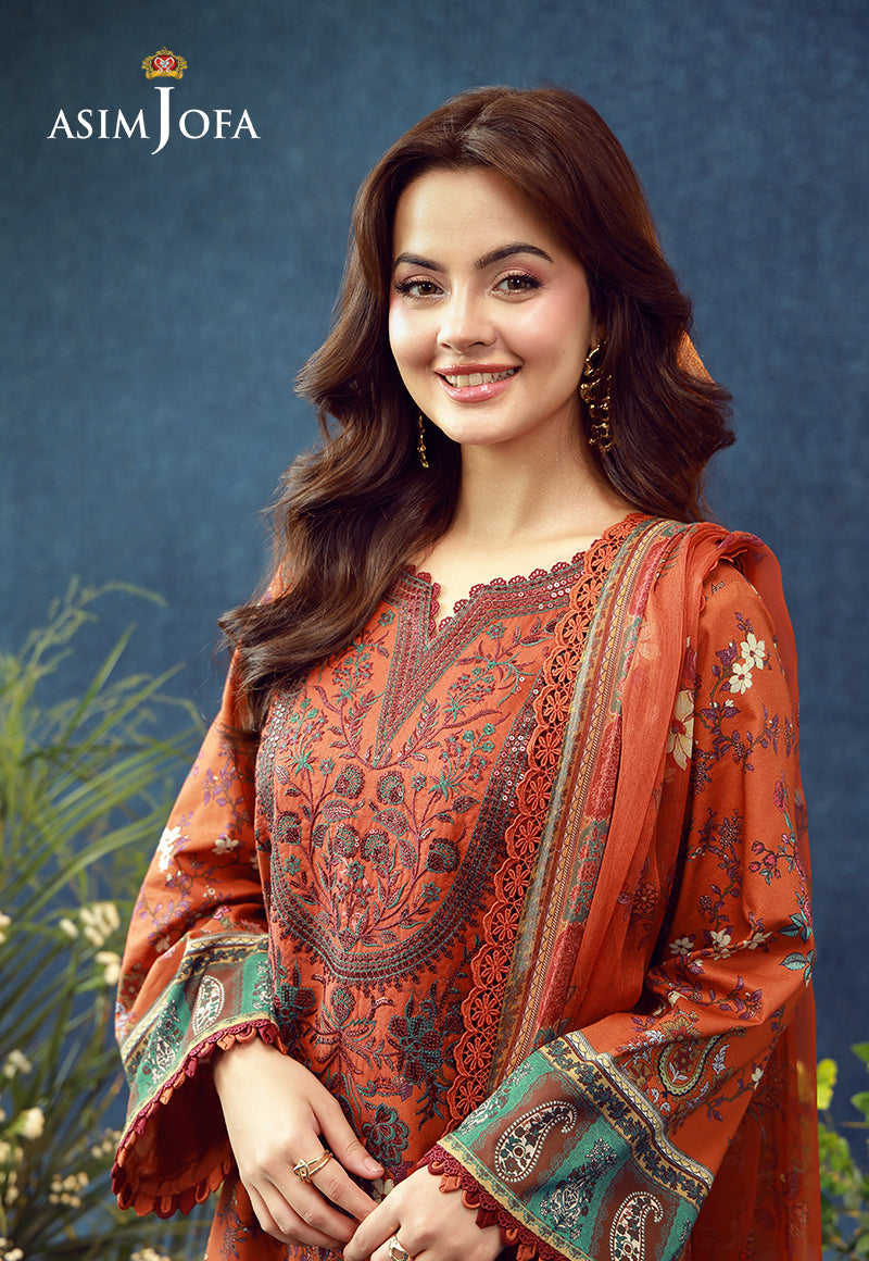 AJUBEP-04 Printed Embroidered Cambric Unstitched 3 Pcs