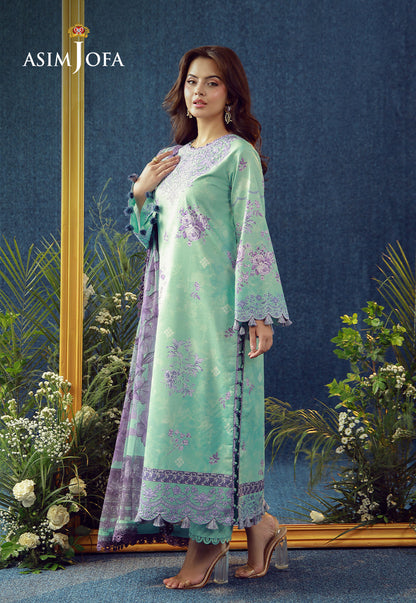 AJUBEP-09 Printed Embroidered Cambric Unstitched 3 Pcs
