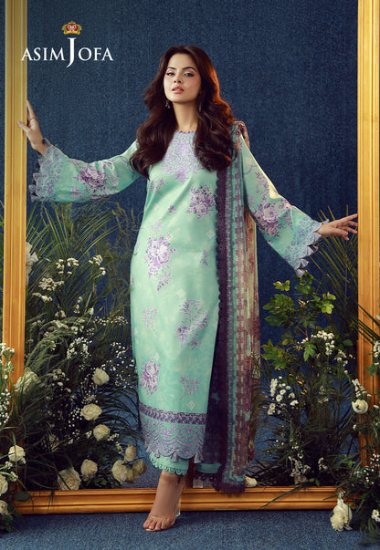 AJUBEP-09 Printed Embroidered Cambric Unstitched 3 Pcs