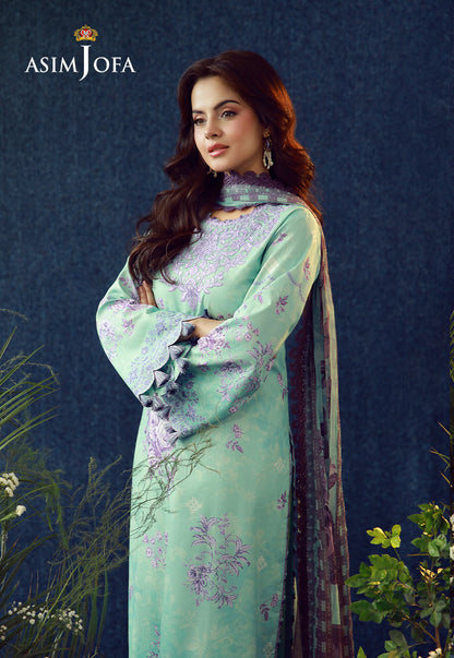 AJUBEP-09 Printed Embroidered Cambric Unstitched 3 Pcs