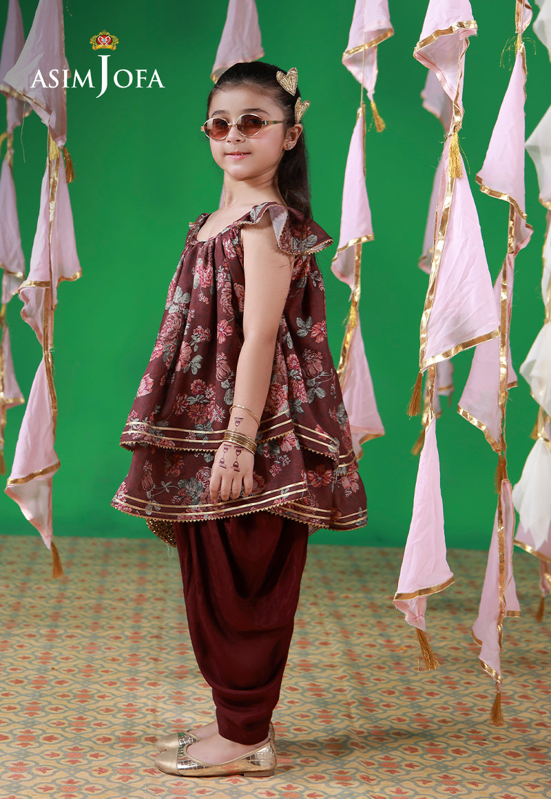 AJKL-07 Printed Malai Silk Stitched 2 Pcs
