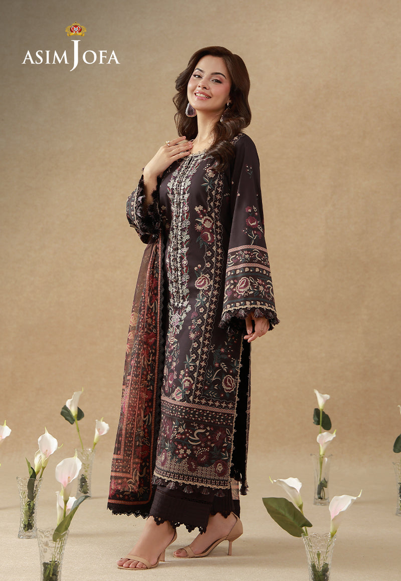 AJUBEP-06 Printed Embroidered Cambric Unstitched 3 Pcs