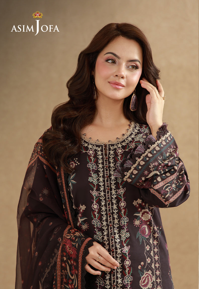 AJUBEP-06 Printed Embroidered Cambric Unstitched 3 Pcs