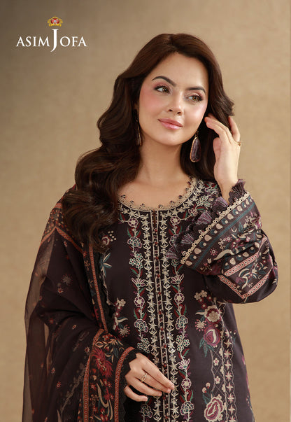AJUBEP-06 Printed Embroidered Cambric Unstitched 3 Pcs