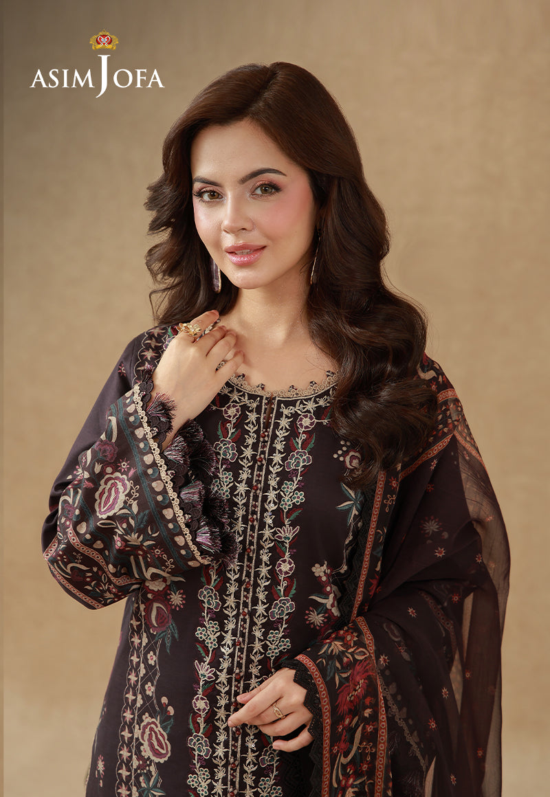 AJUBEP-06 Printed Embroidered Cambric Unstitched 3 Pcs