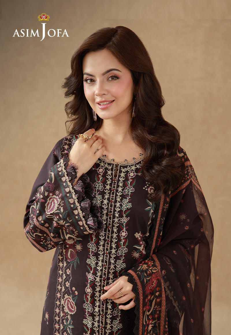 AJUBEP-06 Printed Embroidered Cambric Unstitched 3 Pcs