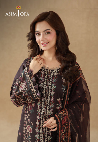 AJUBEP-06 Printed Embroidered Cambric Unstitched 3 Pcs