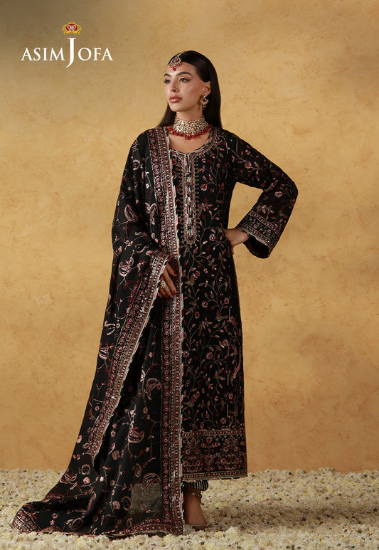 AJULN-09 Embroidered Cotton Net Unstitched 3 Pcs