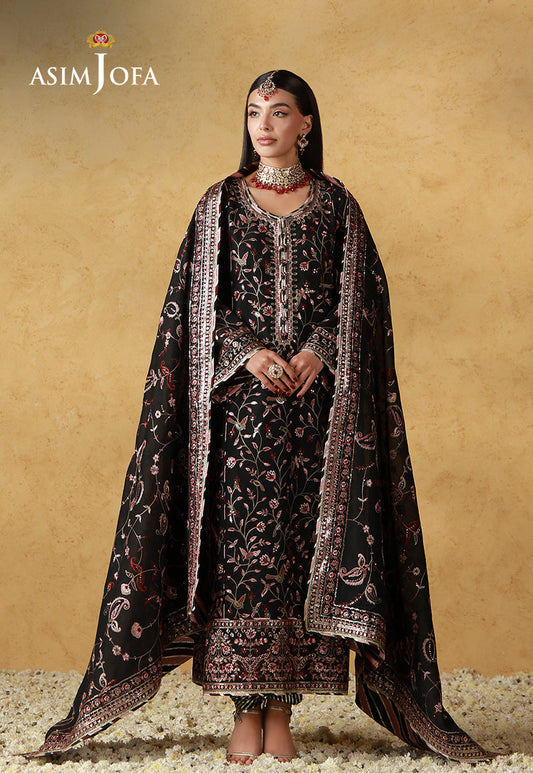 AJULN-09 Embroidered Cotton Net Unstitched 3 Pcs