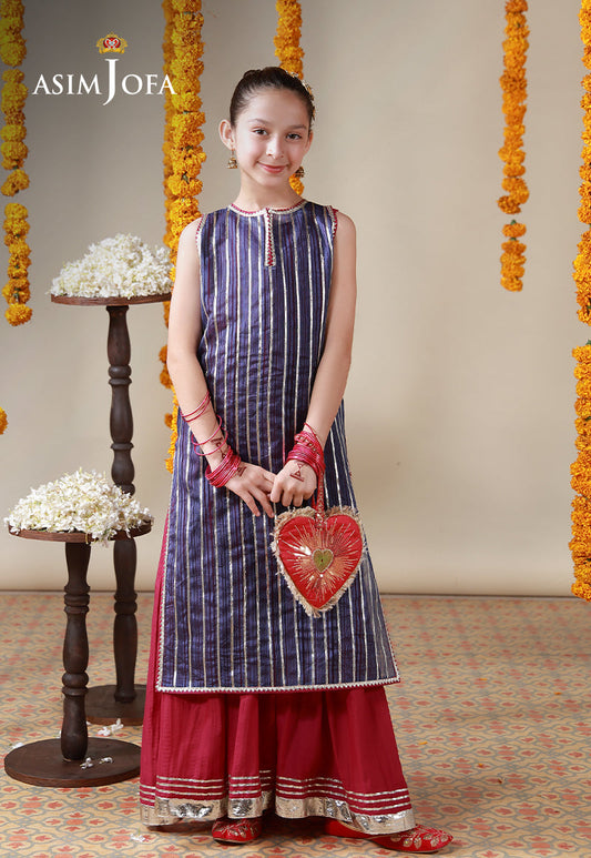 AJKL-08 Organza Stitched 2 Pcs